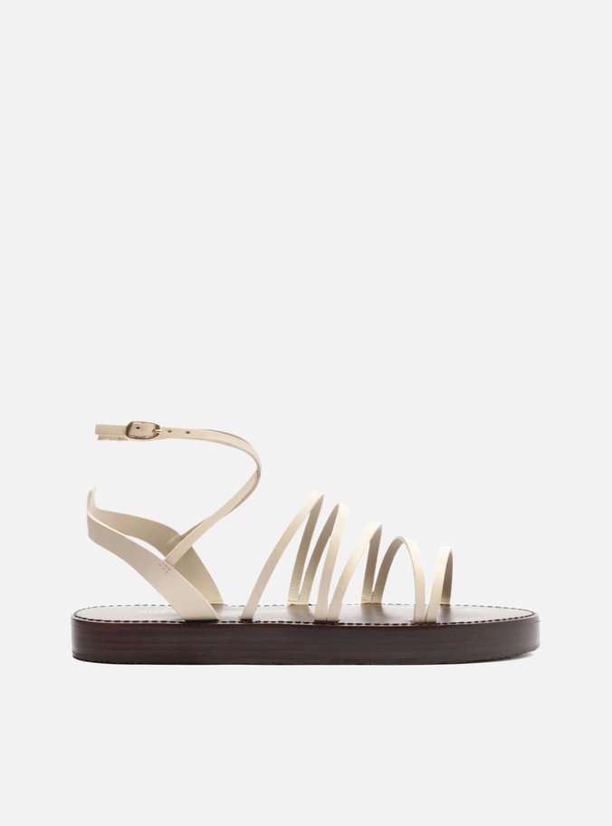 Sandália Rasteira Off-White Tiras Finas