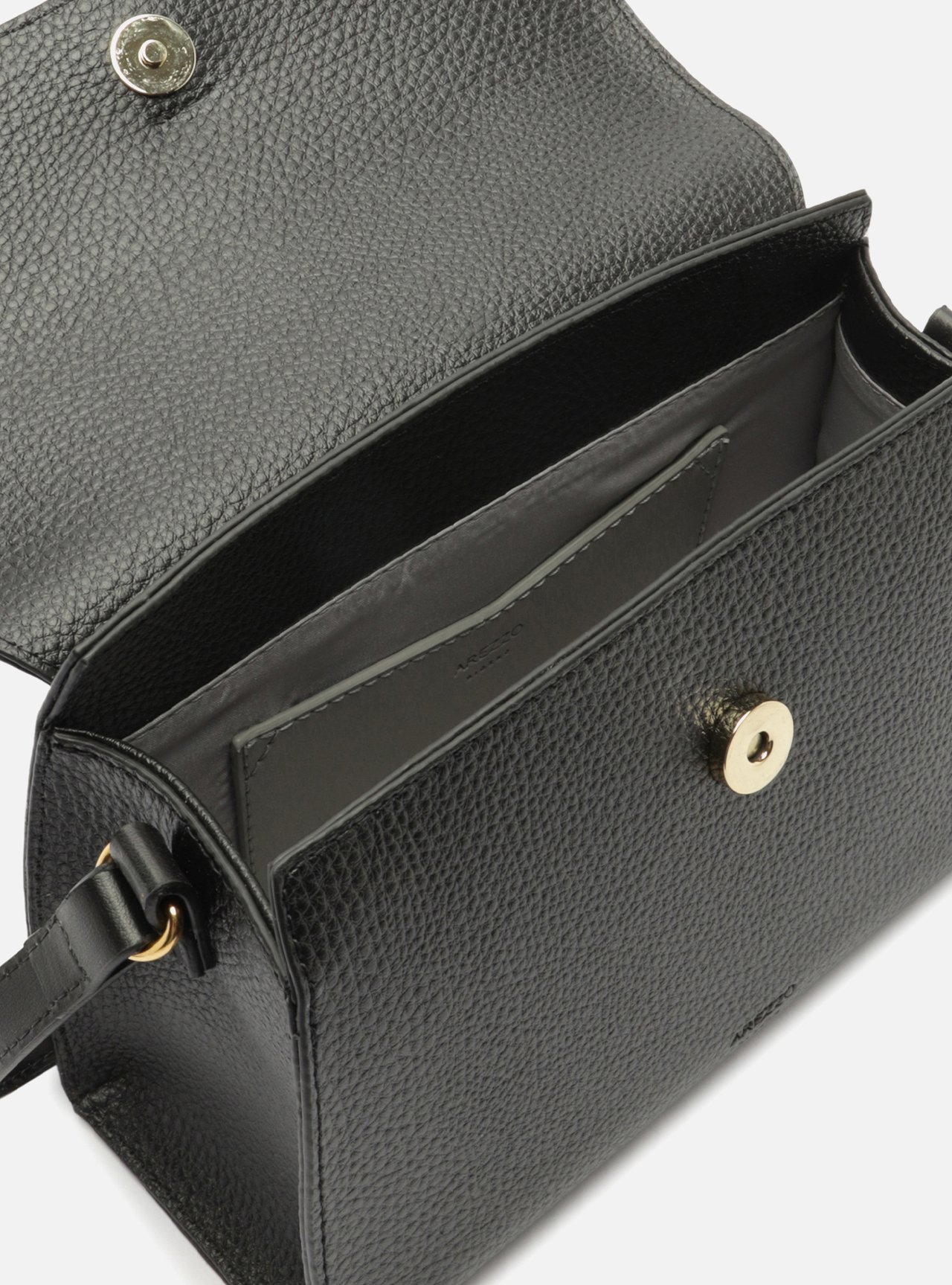 Bolsa Tiracolo Preta Pequena Detalhe Tiras Metal — foto 4