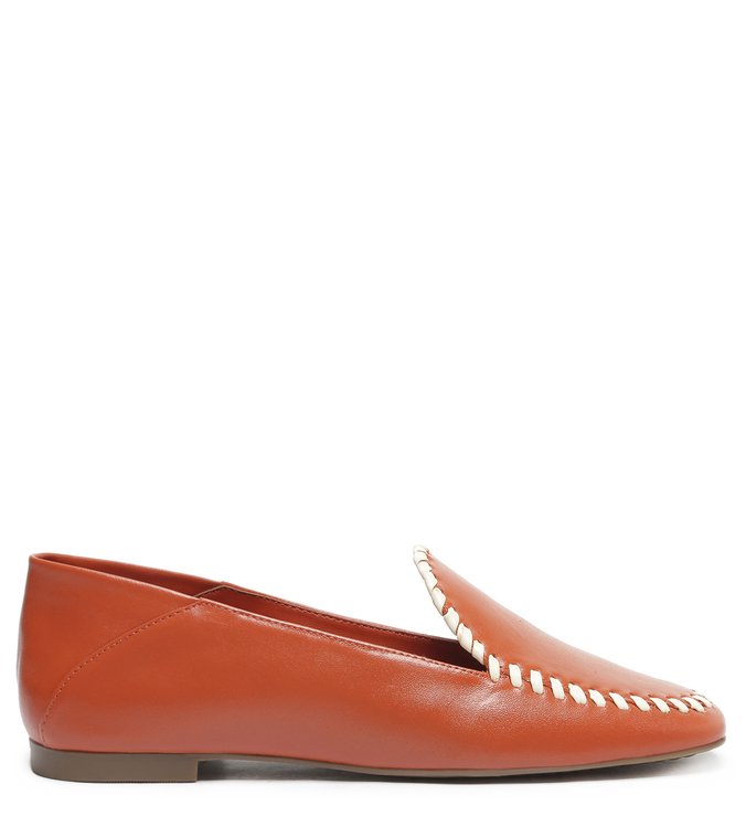 Mocassim Laranja Couro Off-White