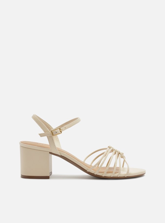 Sandália Off-White Salto Bloco Fivela Tiras