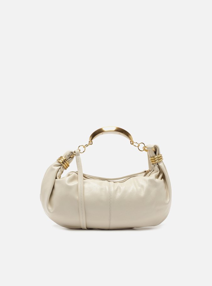 Bolsa Tiracolo Branca Couro Média Alça Argolas