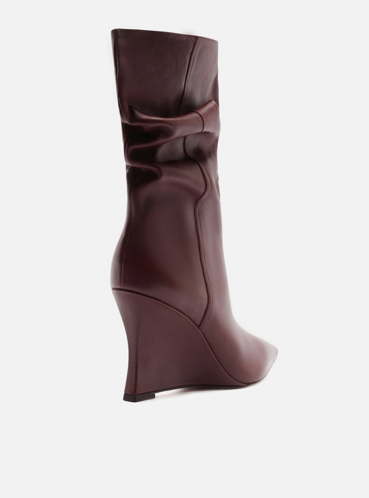 Bota Bordô Couro Salto Anabela Alto Slouchy — foto 3