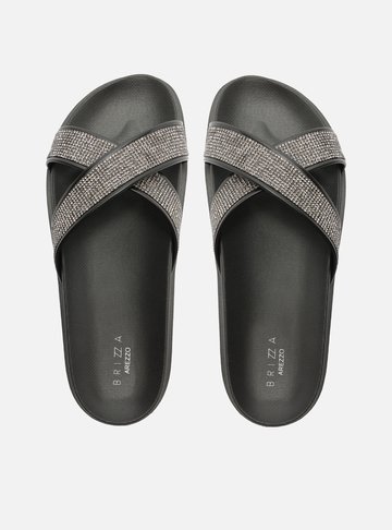 Slide Preta Strass Lara Brizza