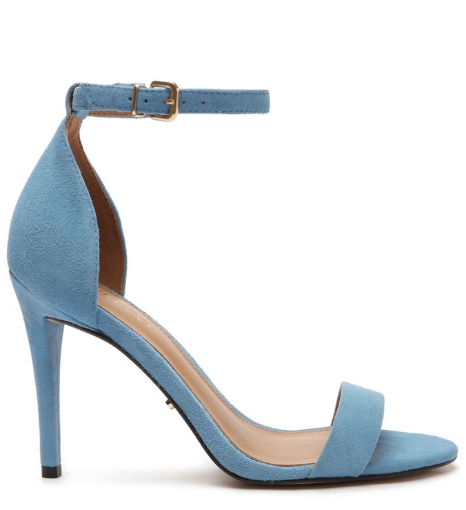 Sandália Azul Nobuck Isabelli Salto Alto