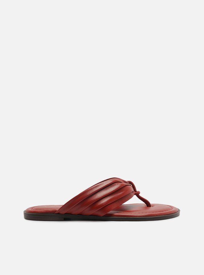 Chinelo Marrom Couro Rasteiro