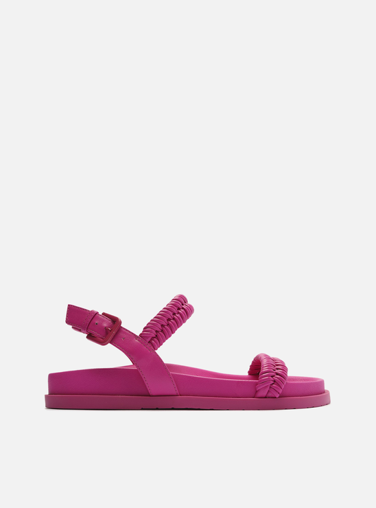 Papete Rosa Pink Tiras Tramadas Fivela