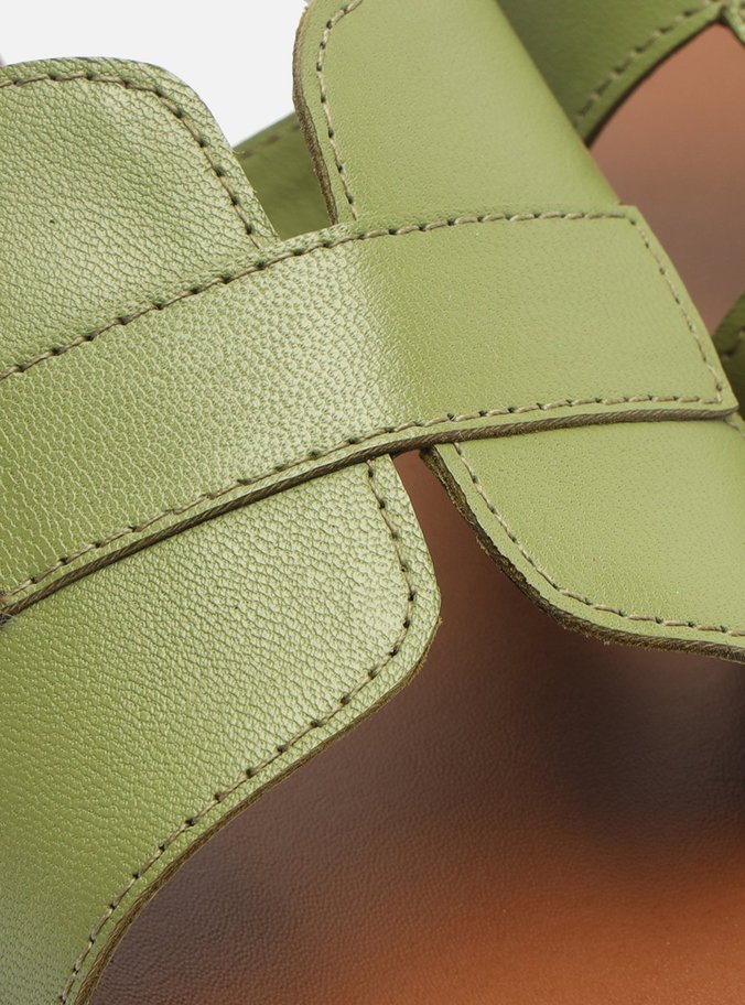 Rasteira Verde Couro Slide Light Citrus