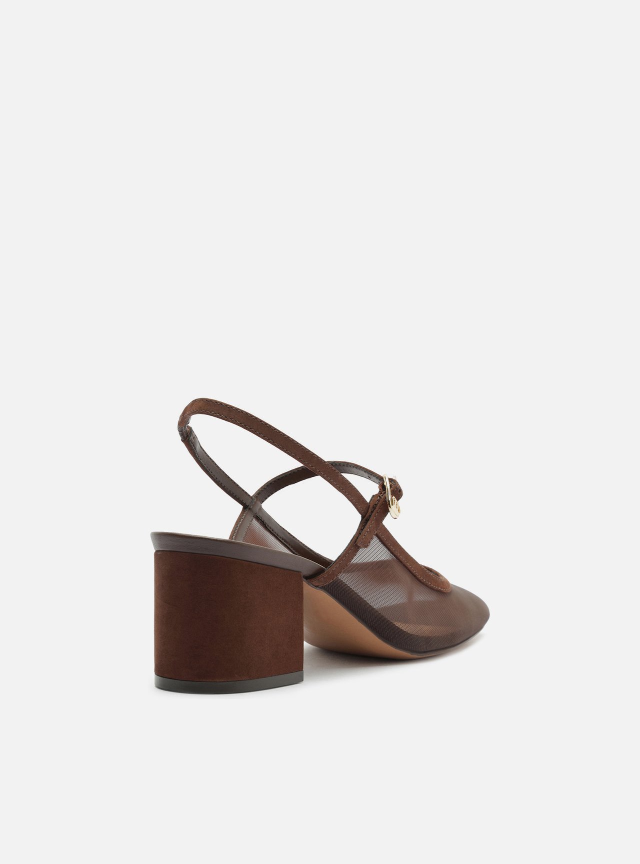 Scarpin Marrom Salto Bloco Slingback — foto 3