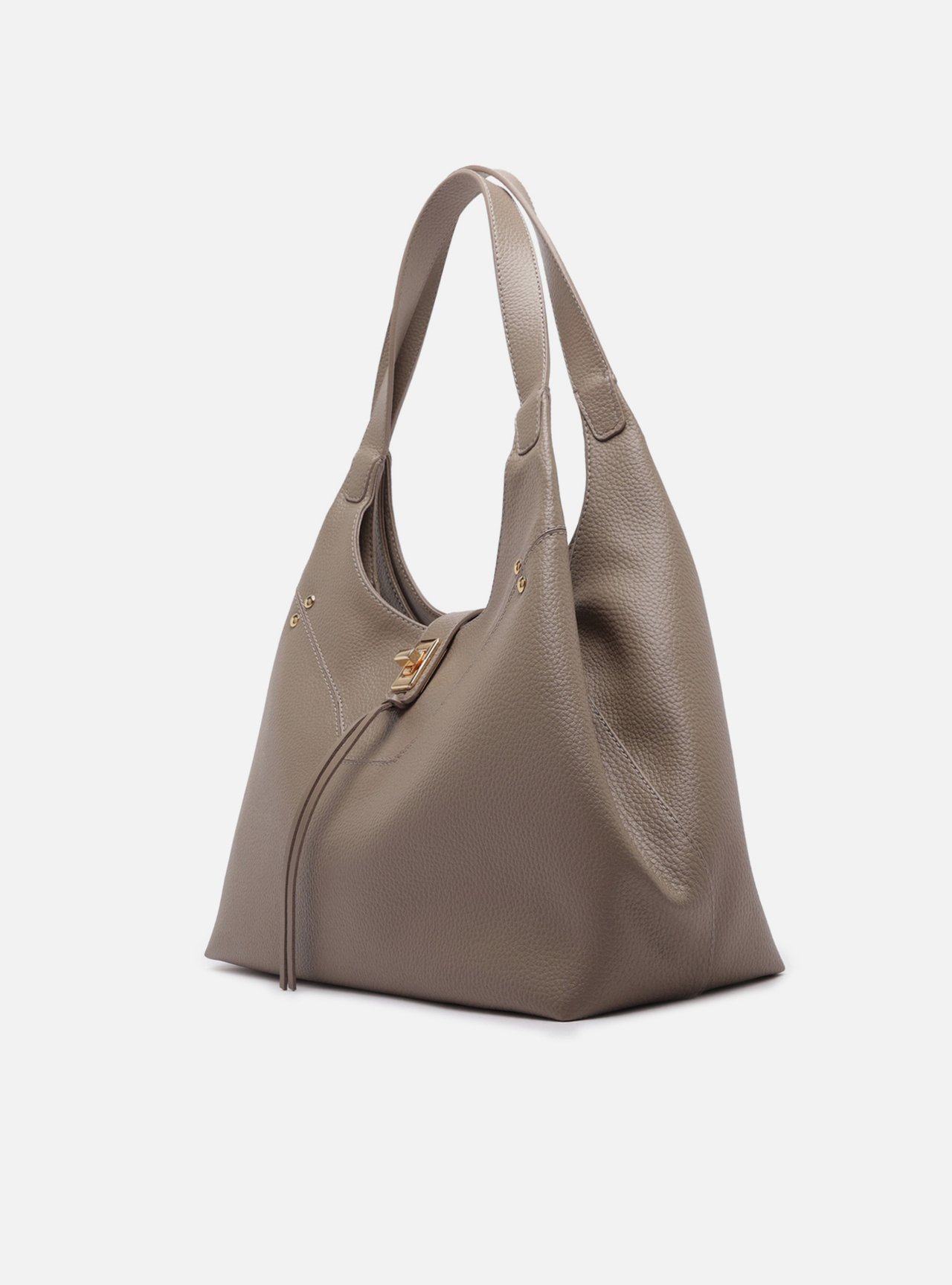 Bolsa Hobo Cinza Grande Metais — foto 2