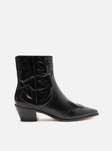 Bota Preta Couro Cano Curto Western