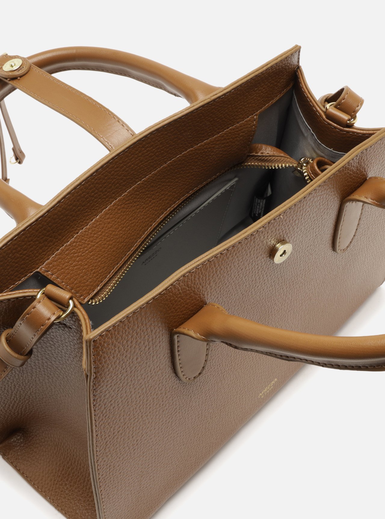 Bolsa Tote Marrom Grande Metal Tiras Frontais — foto 4