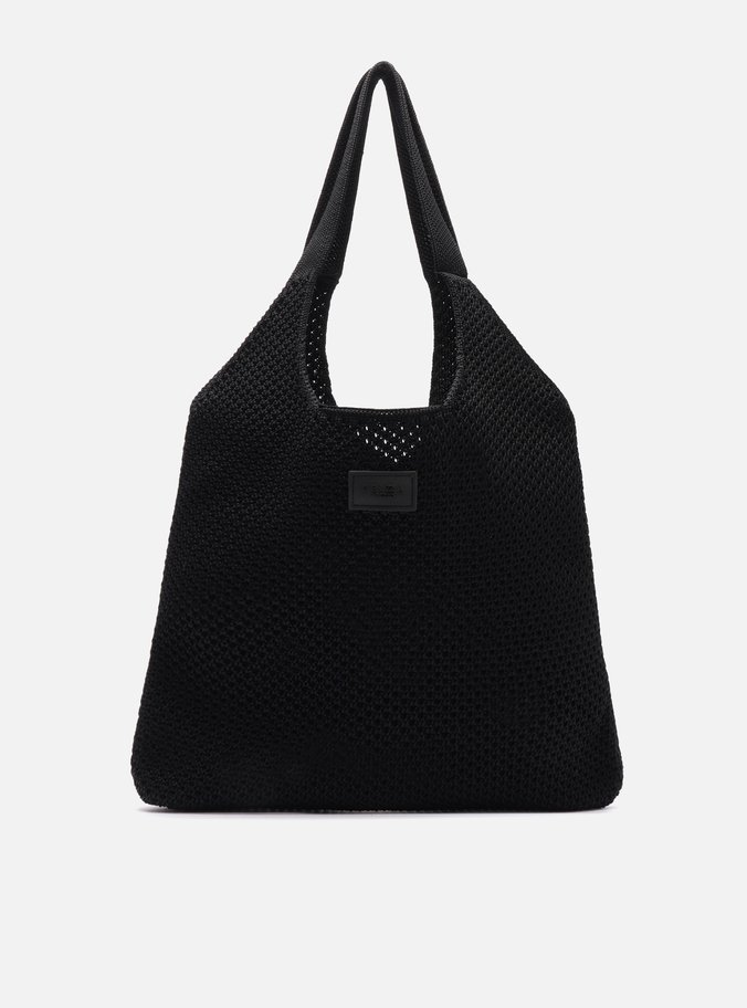 Bolsa Shopping Preta Crochê Gaia Grande