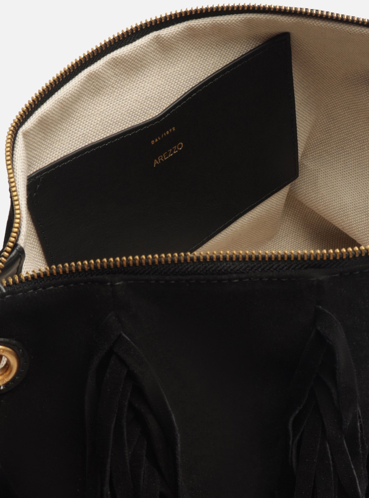 Bolsa Tiracolo Preta Suede Grande Franjas — foto 4