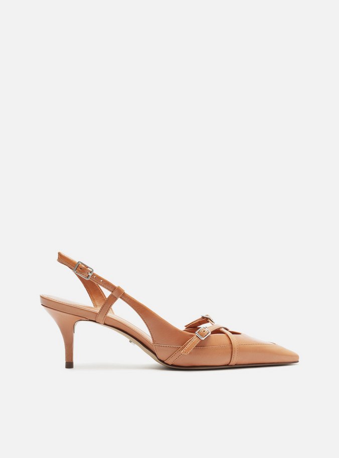 Scarpin Caramelo Couro Salto Baixo New Amélia