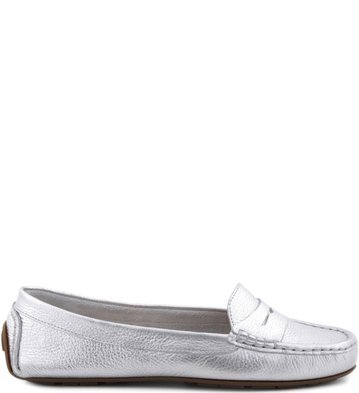 Mocassim Couro Prata