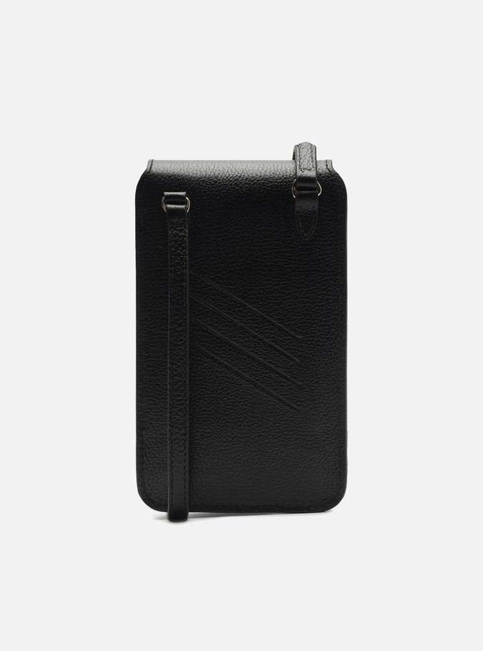 Mini Bag Preta Couro Porta-Celular Básica