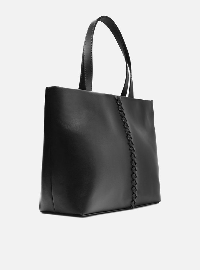 Bolsa Shopping Preta Grande Trançado