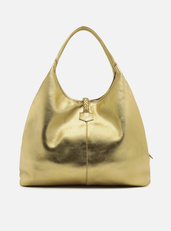 Bolsa Hobo Dourada Couro Grande Tressê Lenny