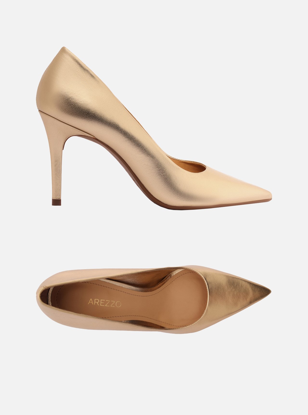 Scarpin Dourado Couro Salto Médio Fino Metalizado — foto 5