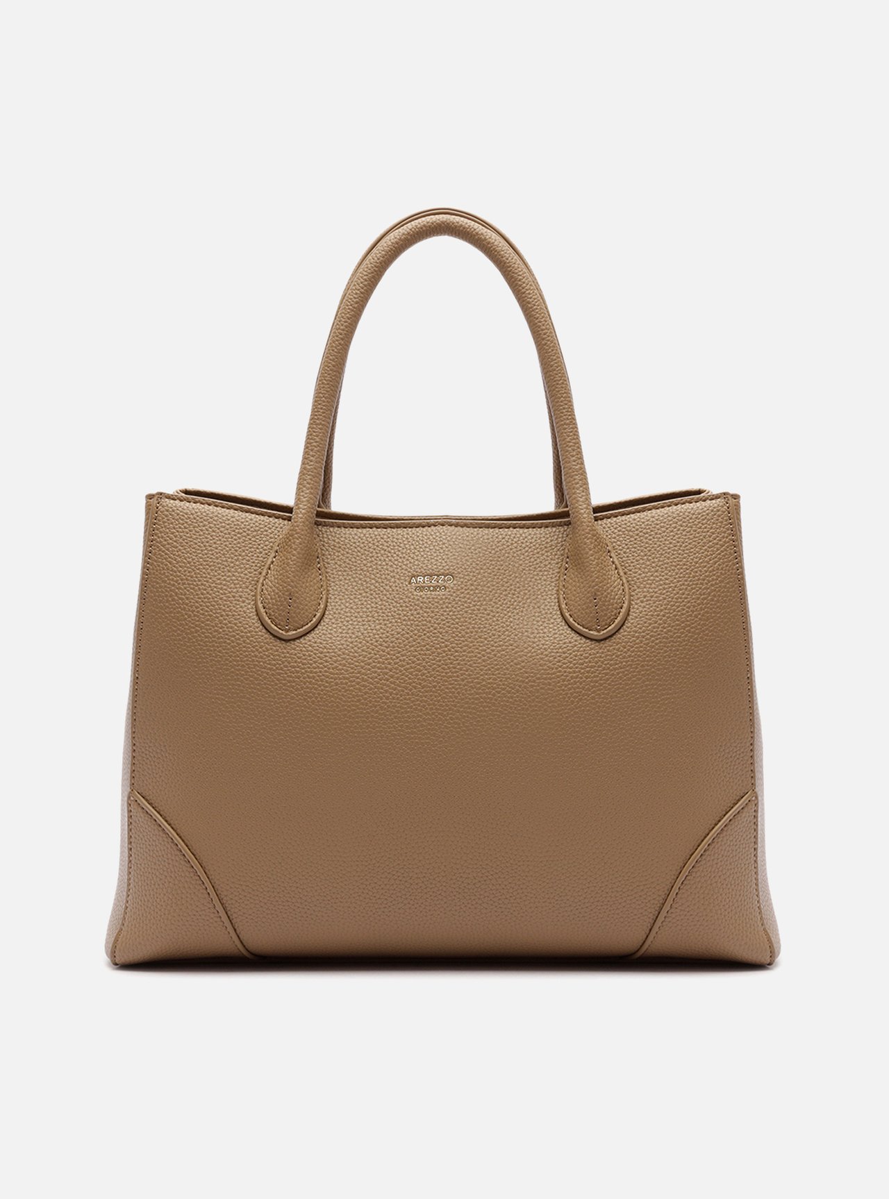 Bolsa Tote Cinza Grande Granulada Metais — foto 1