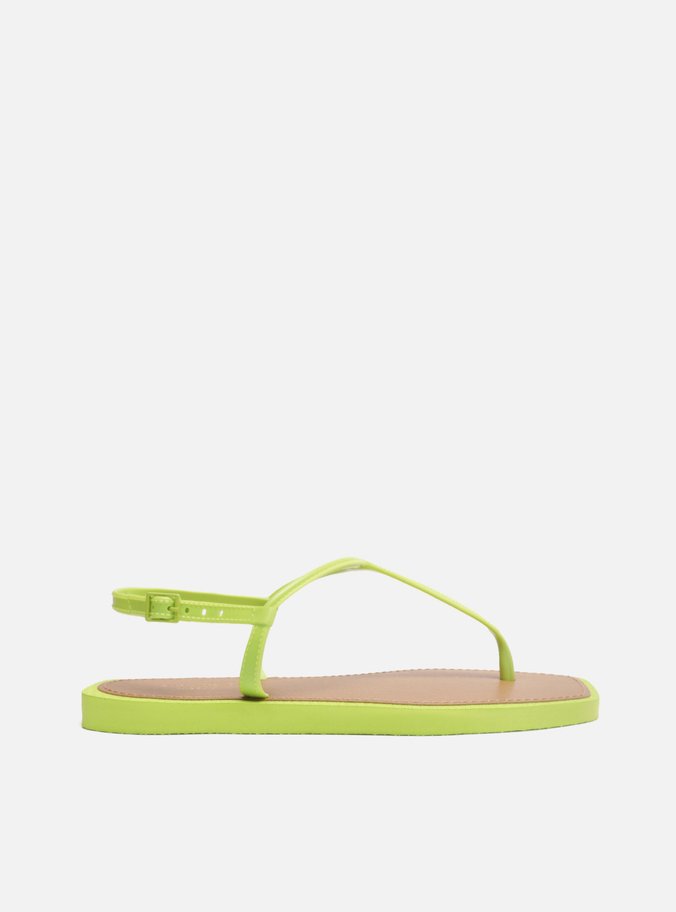 Sandália Rasteira Verde Lima Slim Square Brizza