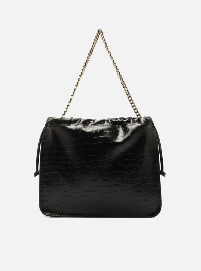 Bolsa Tote Preta Média Croco Corrente