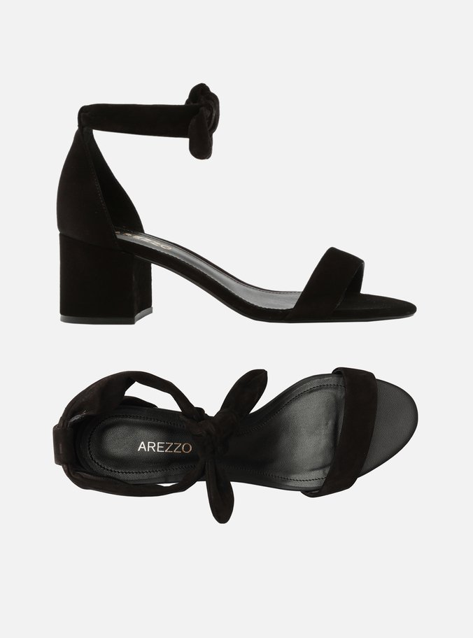 Sandália Nobuck Salto Médio Lace Up Romantic Preta