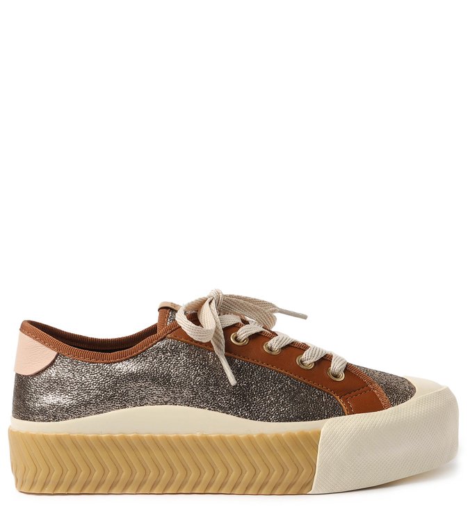 Tênis Dourado Glitter Flatform ZZ Rubber