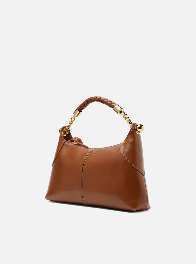 Bolsa Tiracolo Caramelo Couro Média Alça Trança