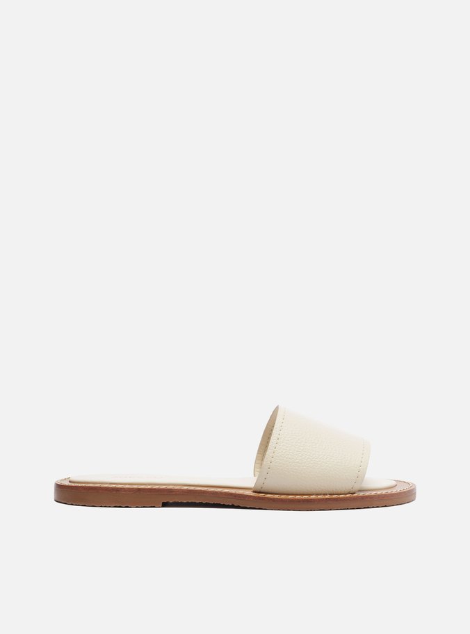 Rasteira Off-White Couro Flat Tira Única