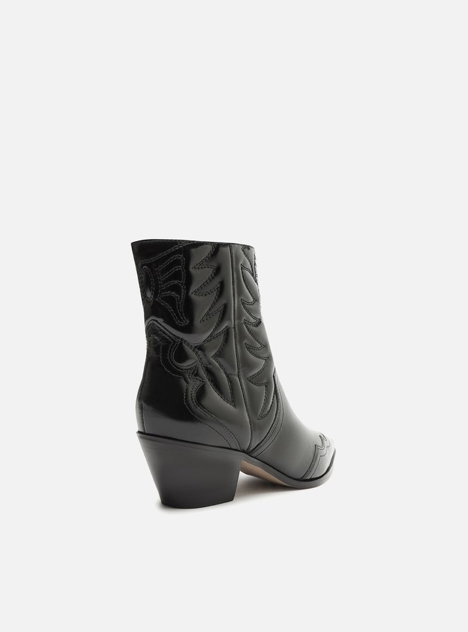 Bota Preta Couro Cano Curto Western