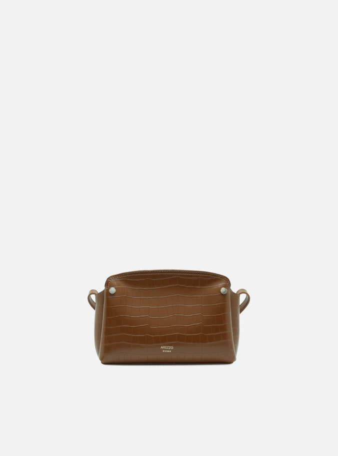 Bolsa Tiracolo Marrom Croco Pequena Textura