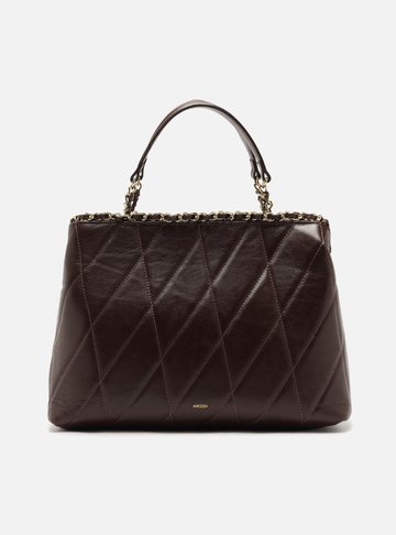Arezzo — Bolsa Tote Vermelha Couro Grande Alça Corrente