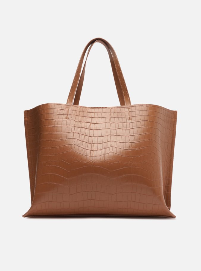Bolsa Shopping Marrom Croco Grande Barbicacho