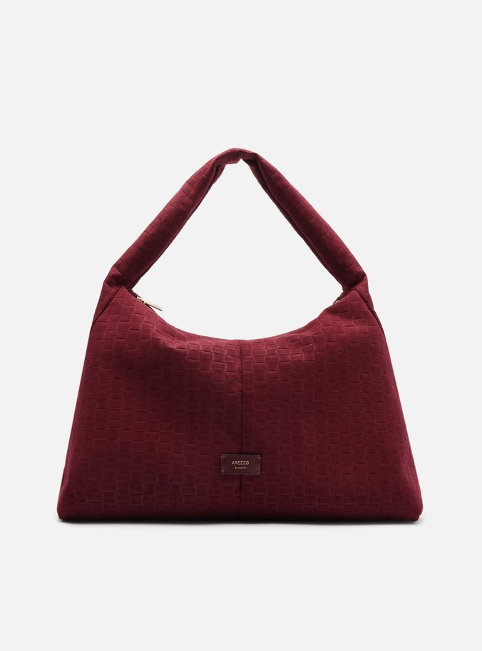 Bolsa Hobo Bordô Camurça Tressê Grande
