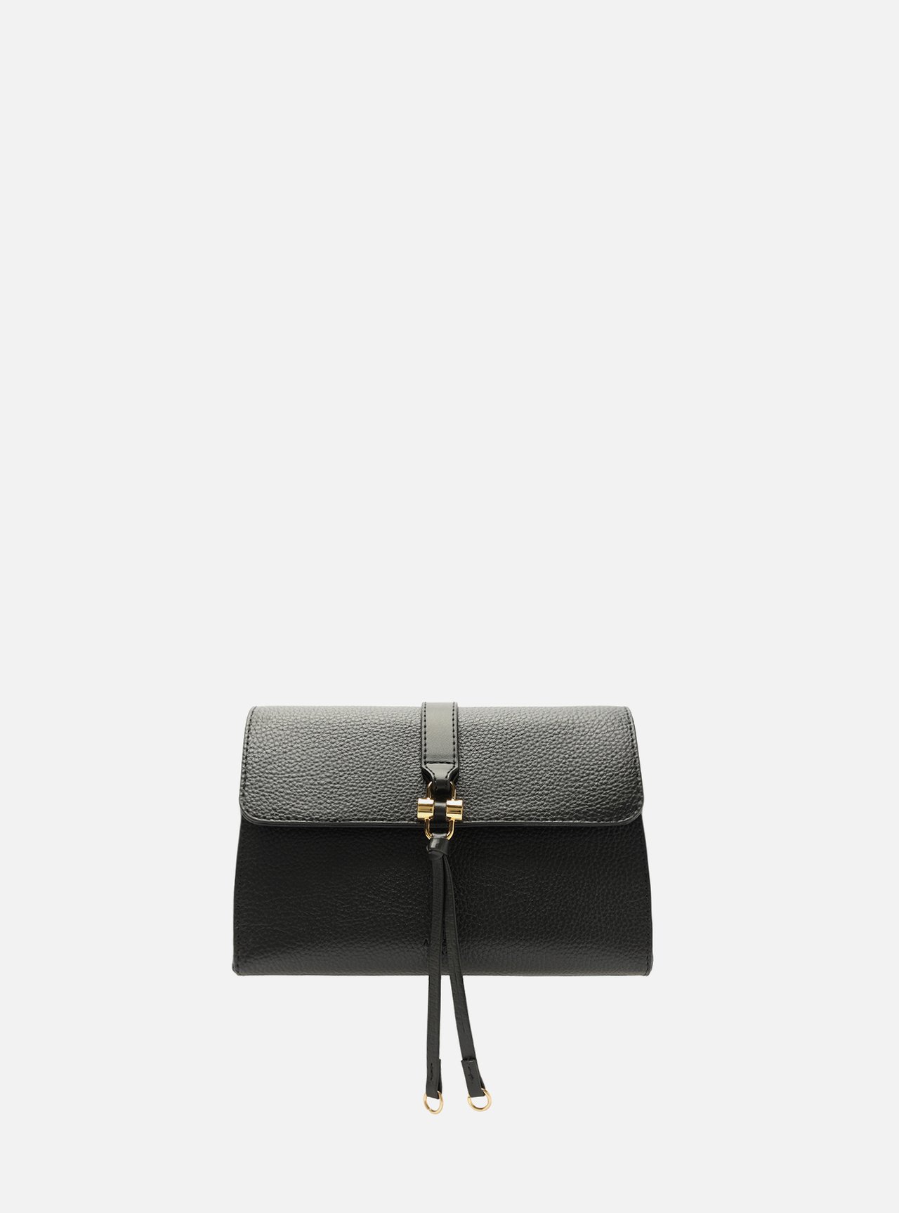 Bolsa Tiracolo Preta Pequena Detalhe Tiras Metal — foto 1