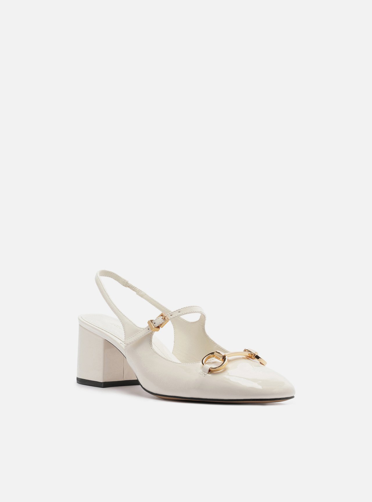 Sapato Boneca Branco Verniz Bloco Slingback — foto 2