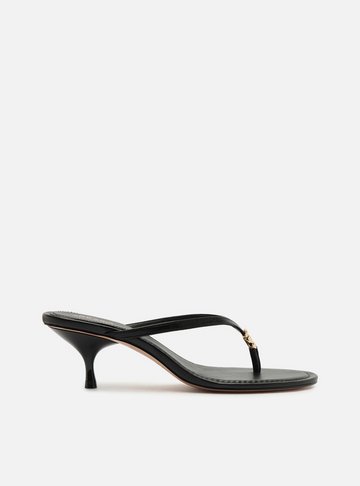 Tamanco Preto Salto Kitten Flip Flop Metal