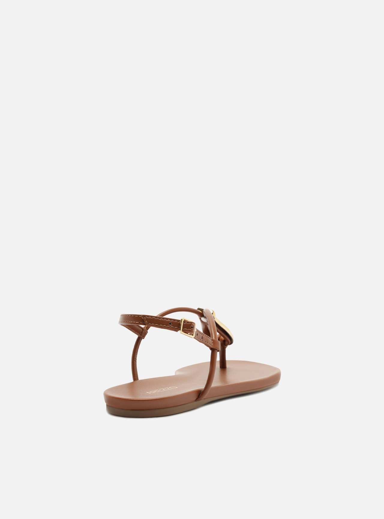 Sandália Rasteira Marrom Slim Metal Dourado — foto 3