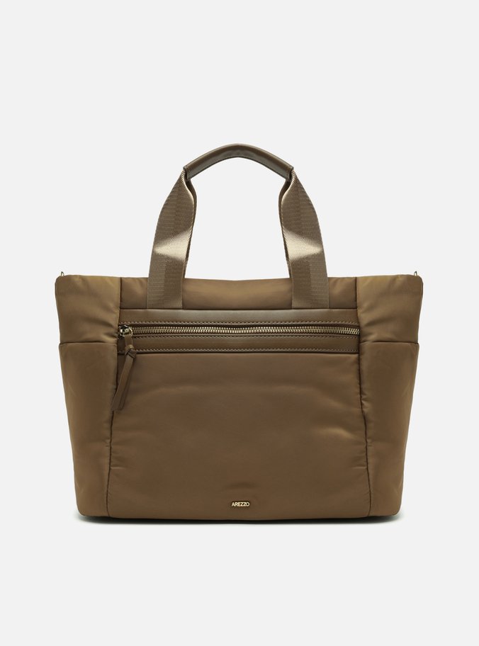 Bolsa Tote Nylon Marrom Grande