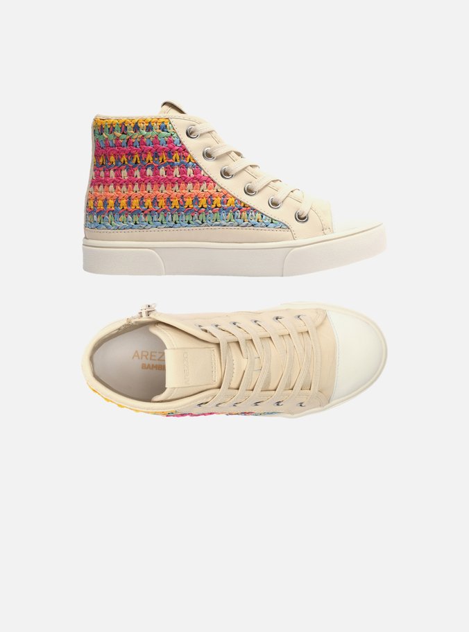 Tênis Infantil Off-White Cano Alto Trama Colorida