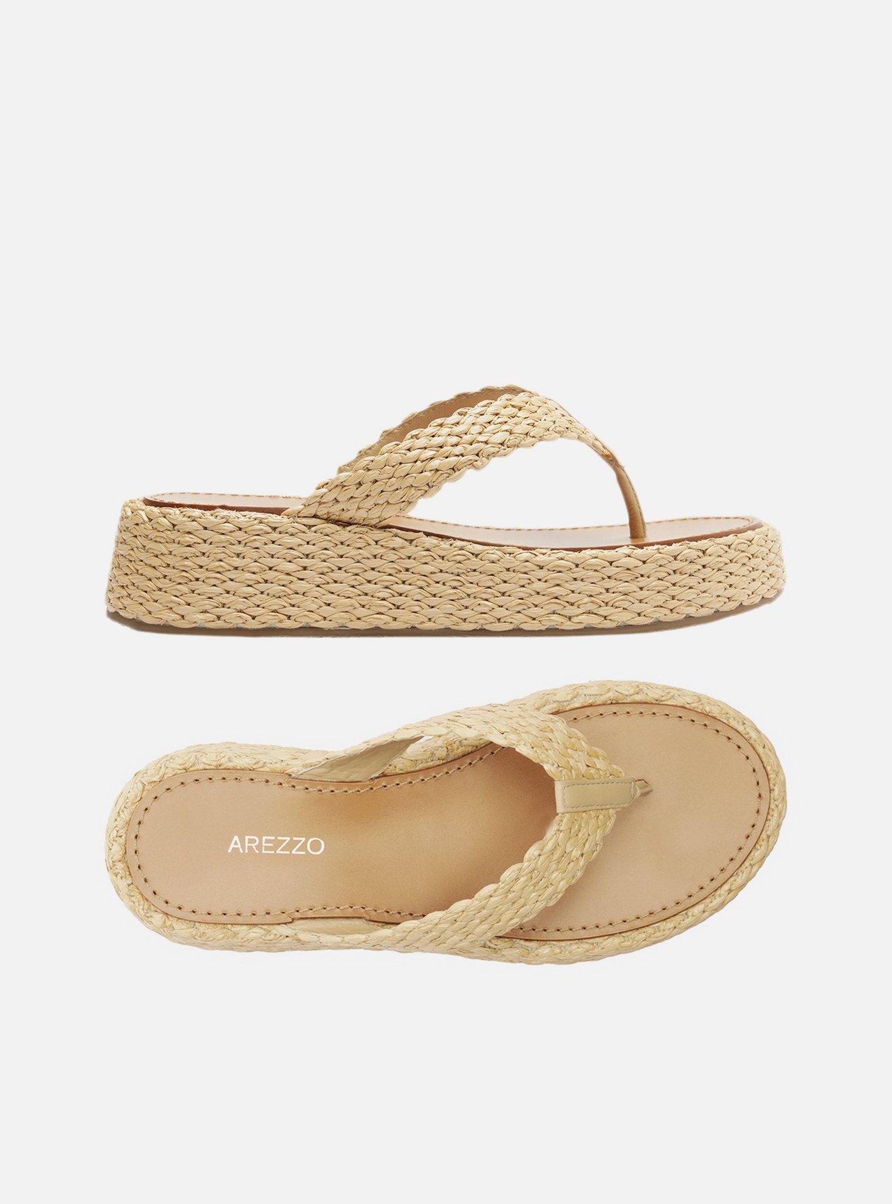 Tamanco Bege Palha Flatform Thong — foto 5