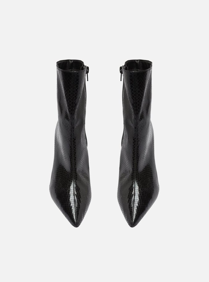 Bota Preta Snake Cano Médio Salto Fino