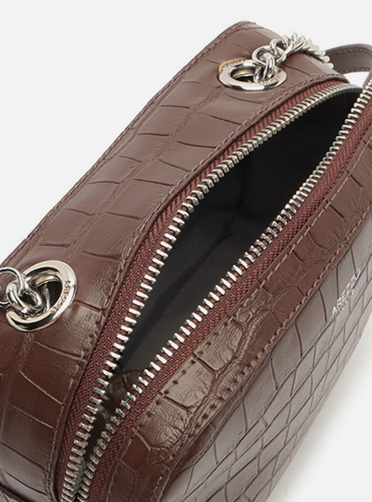 Bolsa Tiracolo Marrom Pequena Croco Corrente — foto 4