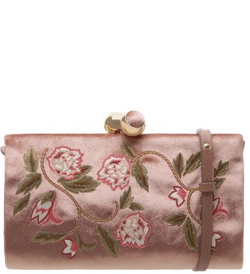 Carteira Veludo Flores Rose