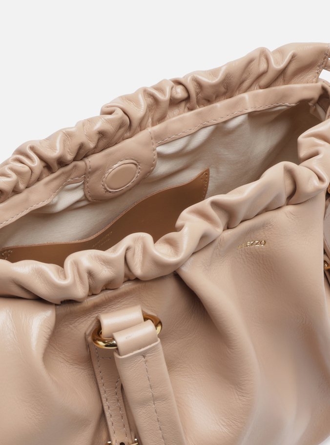 Bolsa Shopping Bege Couro Grande Fivelas