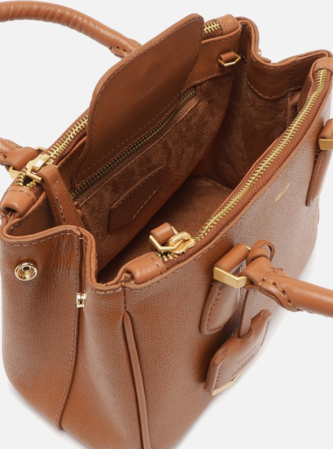 Tote Marrom Couro Média Bag Charm Metal