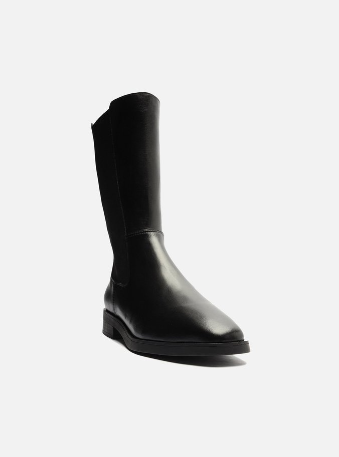 Bota Preto Couro Cano Médio Elástico Montaria