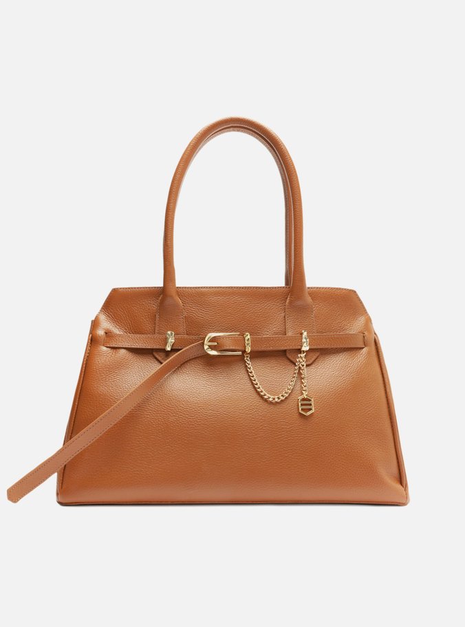 Bolsa Shopping Marrom Couro Grande Tira Fivela