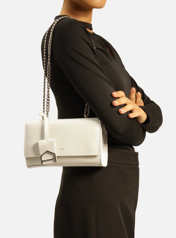 Bolsa Tiracolo Branca Couro Wave Abraccio Pequena